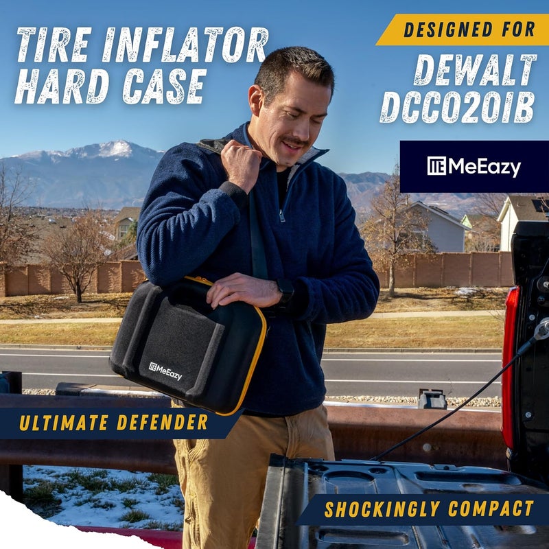 MeEazy Hard Case, Protective Custom-Fit Padded Storage Bag with YKK Zippers, Form-Fitting Shell, and Wide Shoulder Strap for DEWALT DCC020IB 20V Max Air Compressor Tire Inflator (CASE ONLY) - Image 2